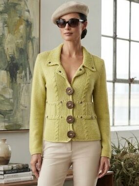 NWOT PURE Hand Knit 100% Cotton Button Cardigan